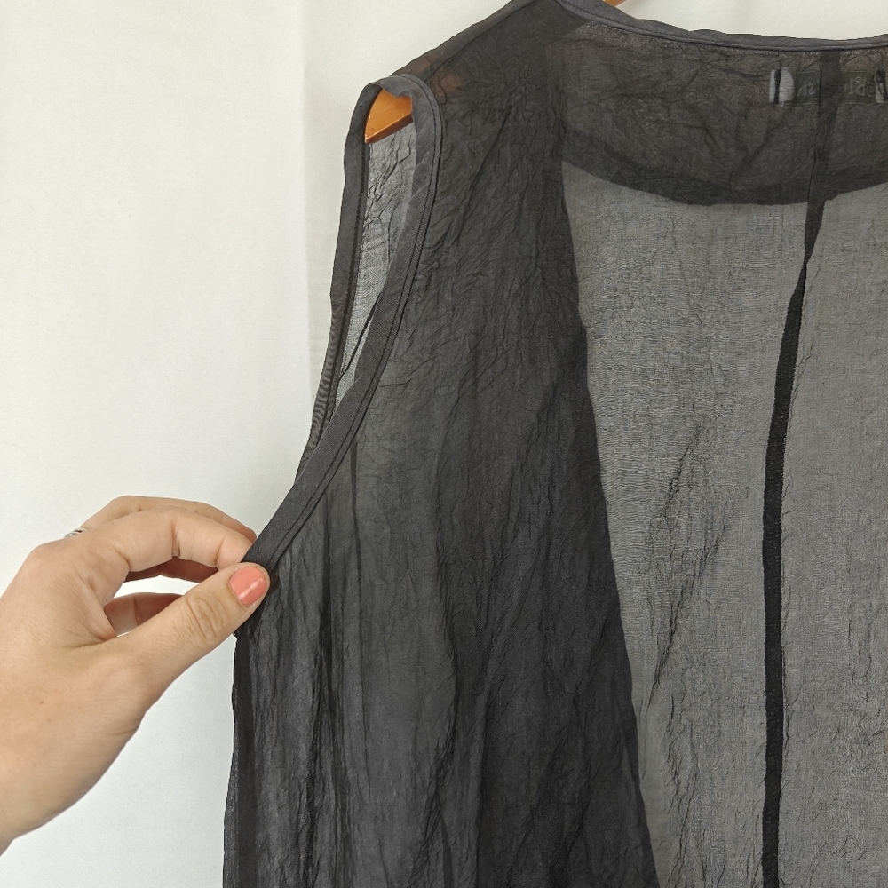 VTG Blue Fish Mesh Silk Navy Blue Boho Blouse Size 0 Women's - Picture 14 of 15